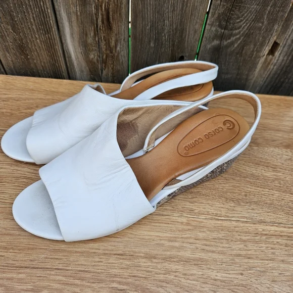 Corso Como Geox Women's White and Brown Wedge Sandals Size 7.5 - Picture 7 of 16